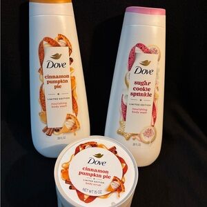 Dove Holiday Edition Body Wash and Body Scrub 3 piece